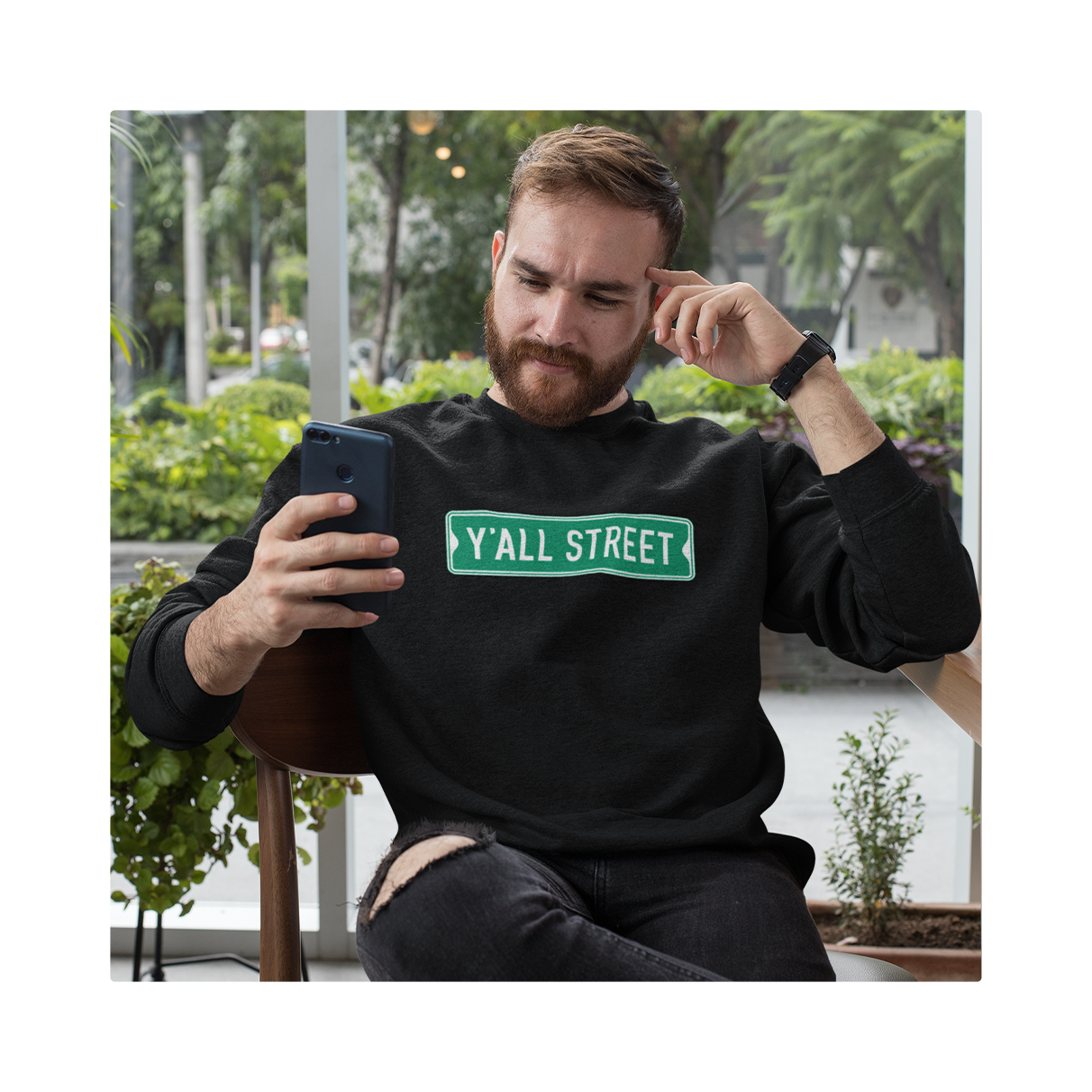 Y'all Street Black Crewneck