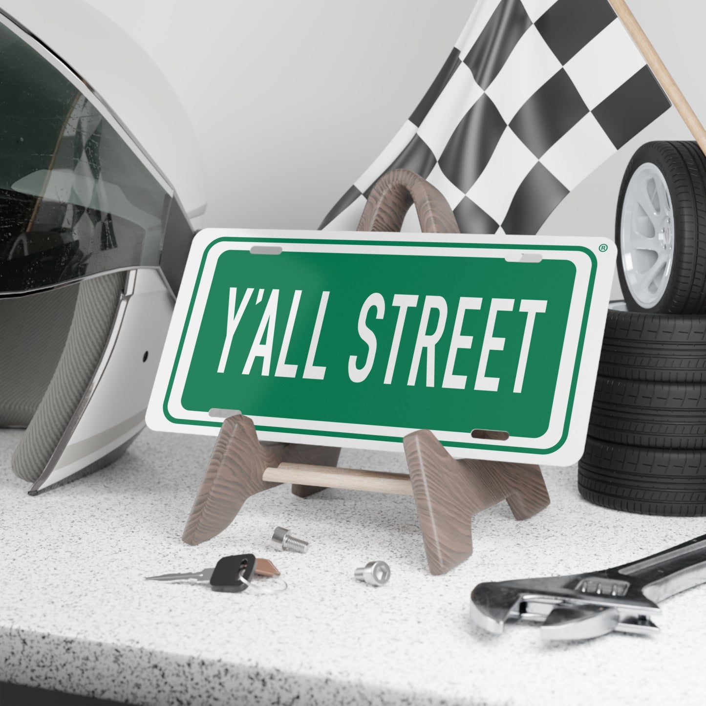 Y'ALL STREET Vanity Plate - Decorative Aluminum License Plate, Southern Humor Car Decor