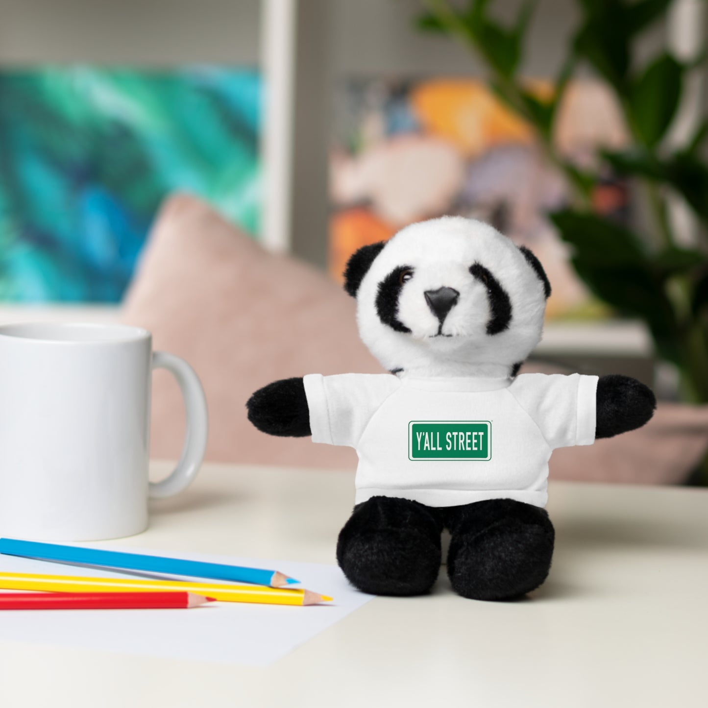 Teddy Bear — White Tee "Y'ALL STREET" Plush Stuffed Animal Gift