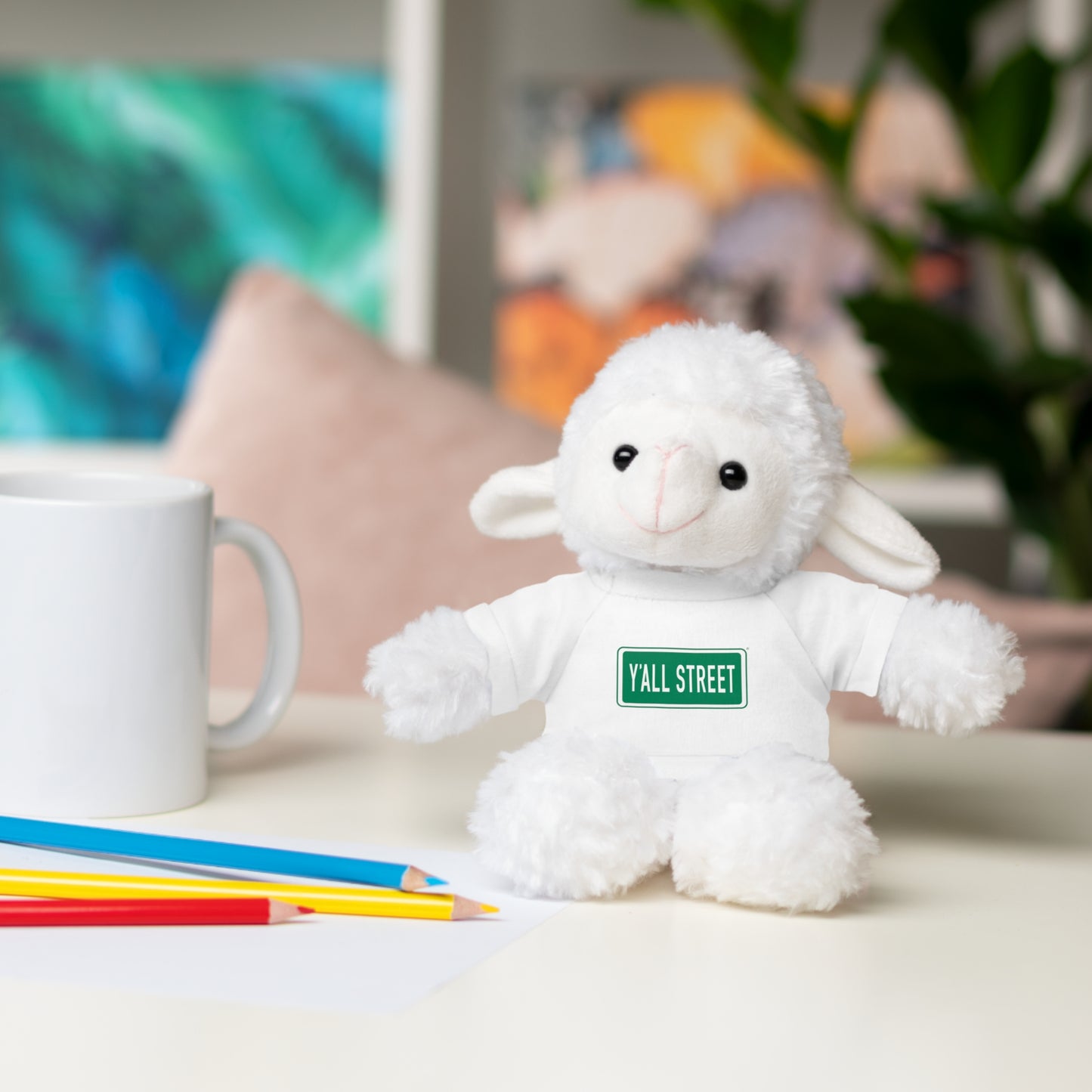 Teddy Bear — White Tee "Y'ALL STREET" Plush Stuffed Animal Gift