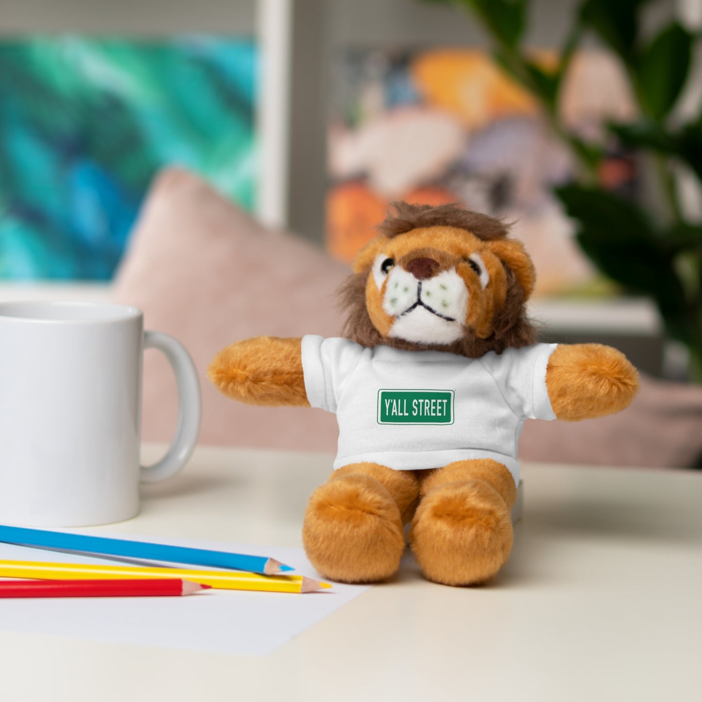 Teddy Bear — White Tee "Y'ALL STREET" Plush Stuffed Animal Gift