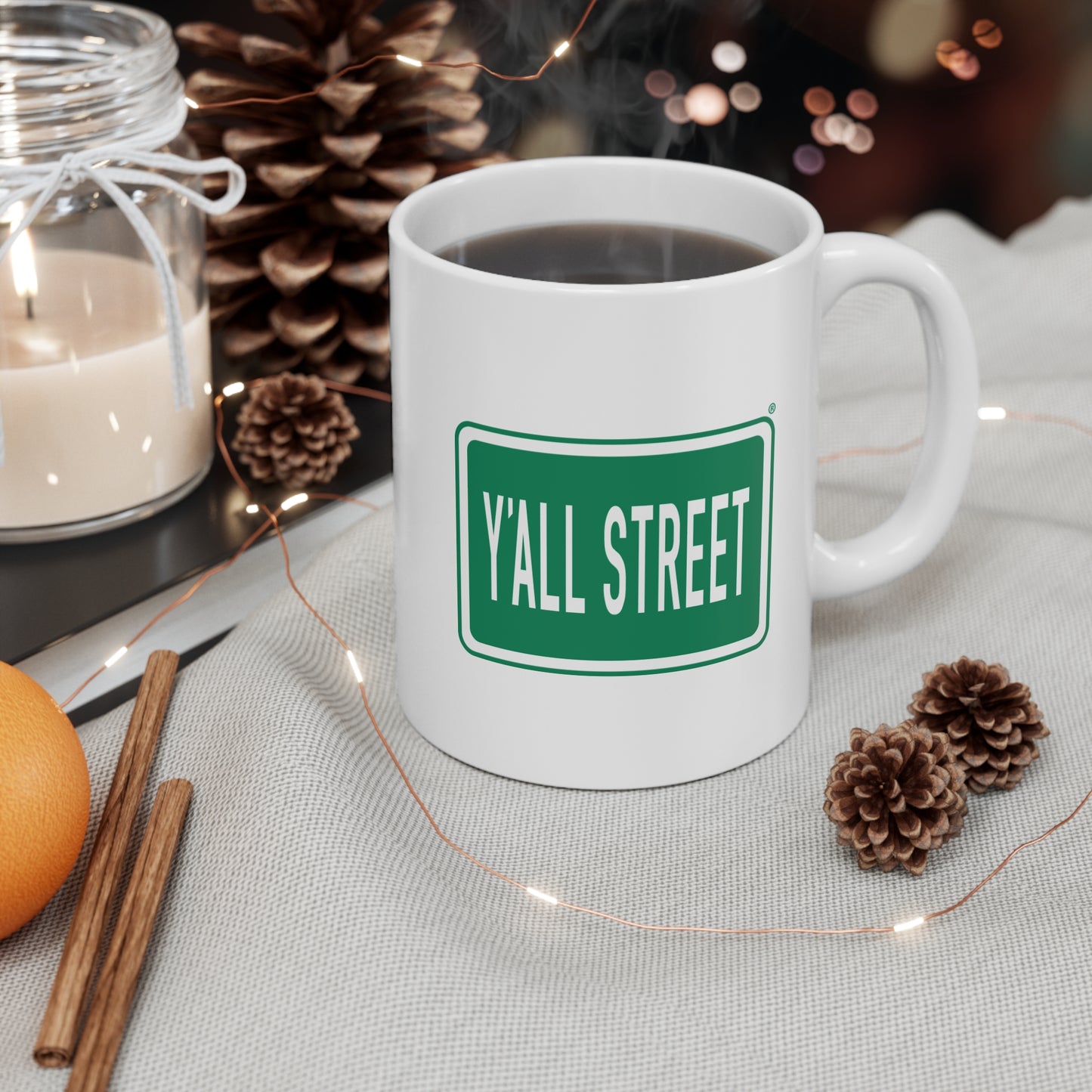 Y'all Street Coffee Mug — Funny Southern Sign Ceramic Mug (11 oz)