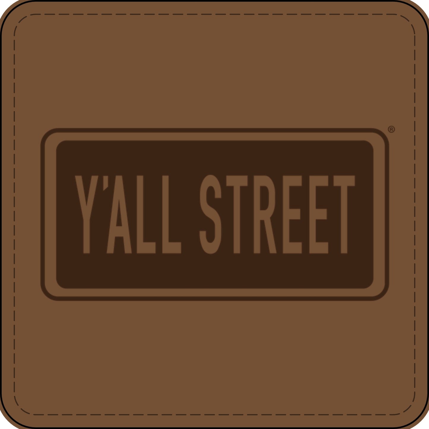 Faux Leather Patch — "Y'ALL STREET" Engraved Round Patch (Country / Southern Road Sign)