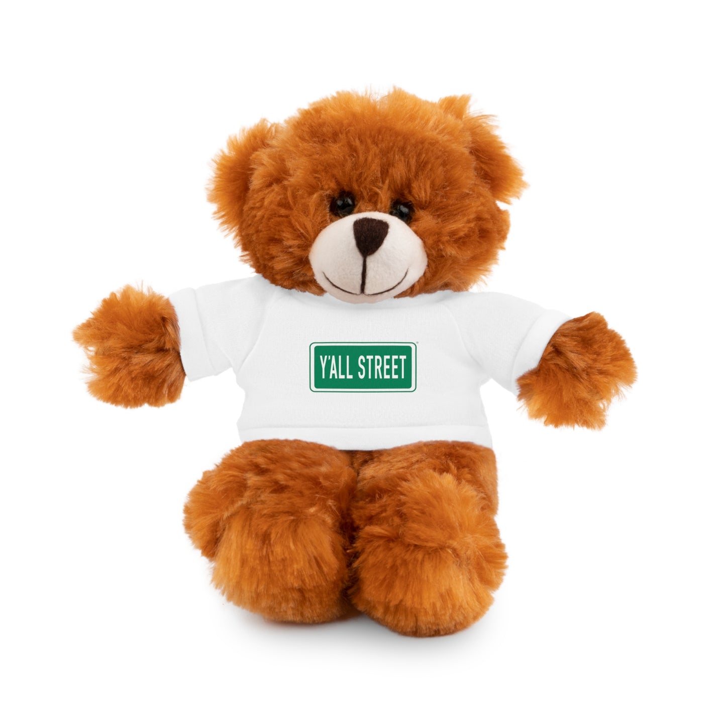 Teddy Bear — White Tee "Y'ALL STREET" Plush Stuffed Animal Gift