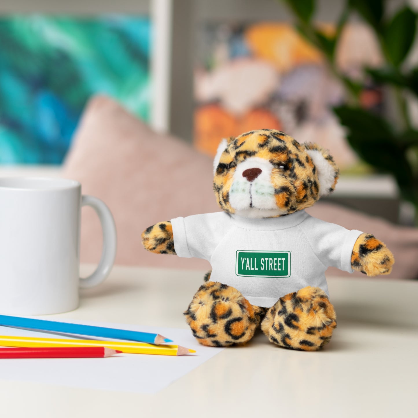 Teddy Bear — White Tee "Y'ALL STREET" Plush Stuffed Animal Gift